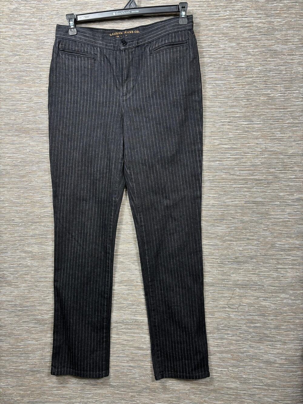 Lauren Jeans Co Ralph Lauren Jeans Womens 8 Gray Pinstripe Straight Stretch